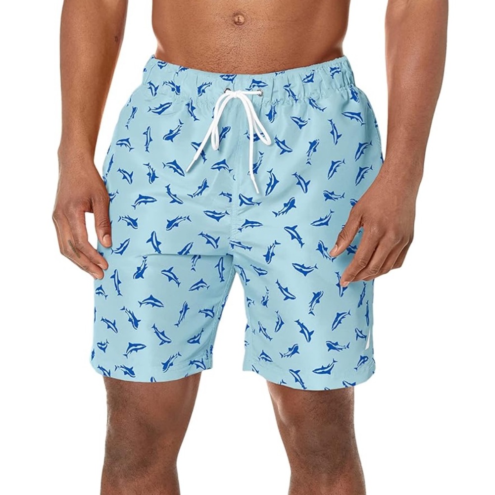 Men’s Nautica Quick Dry Lined All Over Shark-Print Swim Shorts - NWT - Size 1XLT